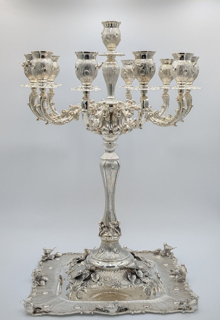 Candelabra 6 Branch Birds with tray
