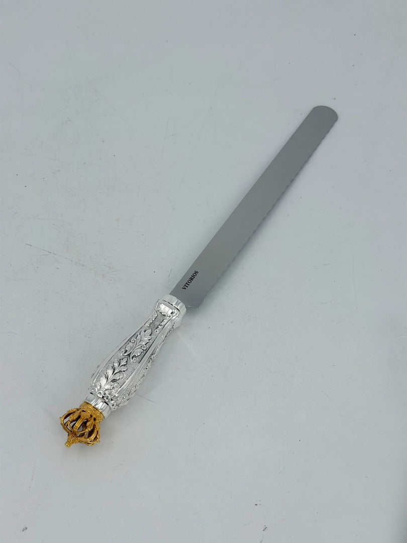 Knife Serreded With Gold Crown